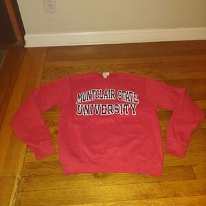 Montclair State University red college pullover from champion eco fleece size S